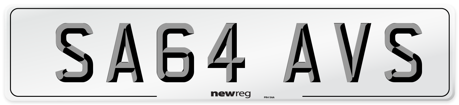 SA64 AVS Number Plate from New Reg